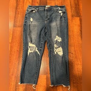 Arula Cropped Distressed Blue Jeans Size 18